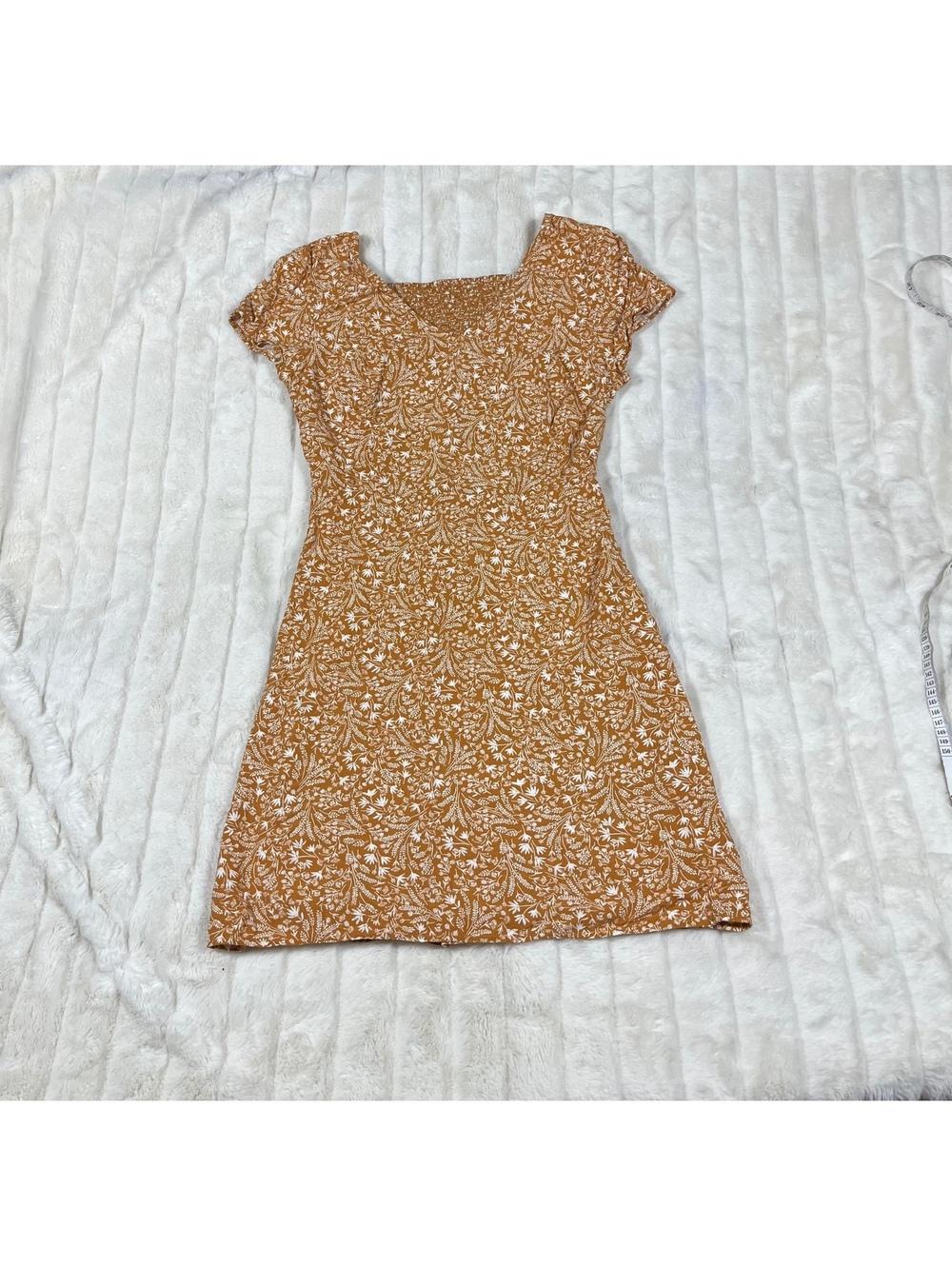 Old Navy S Short Sleeve Fall Spring Cinch Back Summer Casual Floral Yellow Dress